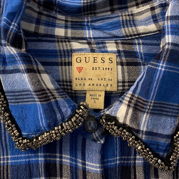 Guess checkered (blue, black & white) blouse - Picture 2 of 7